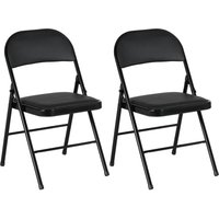 HOMCOM HOMCOM 2er-Set Klappstühle Tragbare Bürostuhl mit Kissen Stahlbeine Schwarz
