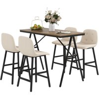 HOMCOM HOMCOM Bartisch mit Barhocker Set, Küchentisch, 5-teilig Essgruppe, Bartisch Set