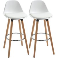 HOMCOM HOMCOM 2er-Set Barhocker Barstuhl Küchenhocker Tresenstuhl mit Fußstützen, Weiß
