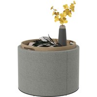HOMCOM HOMCOM Ottomane Runder Sitzhocker Polsterhocker mit Stauraum, Klappdeckel, Grau
