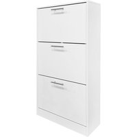 Better Home Schuhschrank mit Edelstahlgriffen und 3 Fächern, ca. 62x24x115,5 cm – Weiß