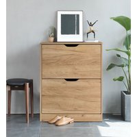 Better Home Schuhschrank mit 2 Fächer, ca. 62 x 24 x 80 cm - Holznaturfarben