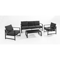GreenYard 14tlg. Alu-Lounge Ecklounge SANTIAGO inkl. Polsterauflagen - Anthrazit