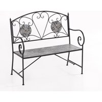 HC Garten & Freizeit 2-Sitzer Gartenbank Mosaik GISMO aus Metall, ca. 106 x 42 x 94 cm - Schwarz
