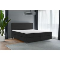Möbel Punkt Boxspringbett PISA mit Bettkasten 180 x 200 cm Webstoff Schwarz Bett Bettkasten Topper