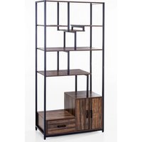Prestige Home Living Indoor Aysmetrisches Wohnzimmerregal, stufenförmig, 6 Ebenen, ca. 80 x 40 x 175 cm - Braun