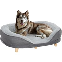 PawHut PawHut Hundesofa Hundecouch, Haustiersofa mit Rückenlehne Holzbeine, Grau