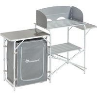 lovingHome® Campingküche mit Windschutz, 2-stufigem Stoffschrank und Lampenständer, ca. 143 x 41 x 80 cm