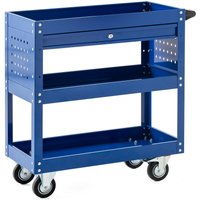 Tech-Craft Werkzeugrollwagen mit 3 Ablagen & verschließbarer Schublade 70x 35x 66 cm blau