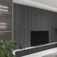 Home Deluxe Home Deluxe Akustikpaneel Fischgrätenoptik VEGA Black Oak 6er Set - 80 x 40 cm