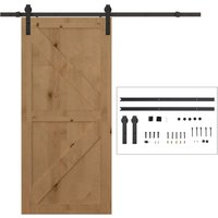 HOMCOM HOMCOM Schiebetüren-Beschlagsatz 200 cm Komplett-Set mit Schienen, Rollen Schwarz