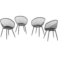 Hardin 1fachgut 4er Set Stühle mit abgerundetem Design mit Gittermuster und Metallbeinen - Schwarz
