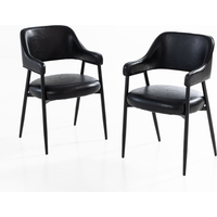 Hardin 1fachgut 2er Set Esstischstühle in matter Lederoptik, ca. 53,5 x 55 x 85 cm - Schwarz