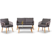 CHILLROI 4tlg. Loungemöbel-Set ATHEN in Seilgeflecht-Optik, inkl. Polsterauflagen