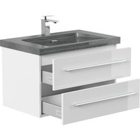 Posseik Badmöbel Granit G654 YAMO 75cm 1 Hahnloch SoftClose weiß hochglanz