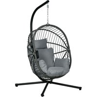 Outsunny Hängesessel, Hängeschaukel mit Kissen, Hängestuhl mit Klappbarem Sitzkorb