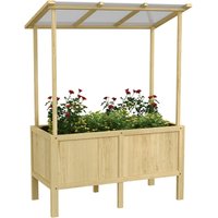 Outsunny Outsunny Hochbeet aus Holz Frühbeet mit Deckel Pflanzkasten mit Vliesstoff Natur