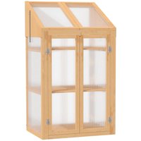Outsunny Frühbeet aus Holz, Mini Gewächshaus 70 x 50 x 120 cm, Treibhaus mit Abdeckung