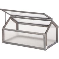 Outsunny Frühbeet aus Holz, Mini Gewächshaus 90 x 52 x 49,5 cm, Treibhaus Grau