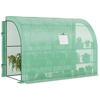 Outsunny Gewächshaus mit Regale, Fenster, winterfest Foliengewächshaus aus Stahl Grün