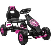 HOMCOM Gokart, Kinderfahrzeug mit verstellbarem Schalensitz, Tretauto, Rosa