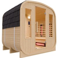 Dewello Cube Infrarot-Fasssauna RICHMOND – Hybrid-Technologie, Infrarot, inkl. Harvia 6KW Ofen