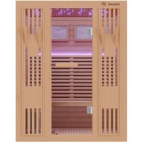Dewello Finnische Sauna MINTO 150x130 Kabine aus Hemlock Tannenholz mit 4,5 kW Harvia Ofen