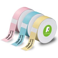 Olympia Etikettenrolle 180er für Etikettendrucker OLYMPIA P22, 14x 40mm, rosa, blau, gelb, 3er-Pack