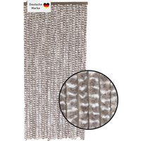 Lemodo Flauschvorhang 90x200cm taupe-weiß meliert, Fliegenschutz, Türvorhang Wohnwagen