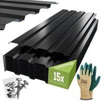 Garmio Wellblech Profilblech 115x45 cm Trapezblech Set 15 Stück, 7,8 m² inkl. Schrauben, verzinkter Stahl