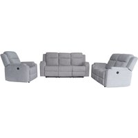 Happy Home 3tlg. Relaxsofa-Set aus Chenille - Hellgrau