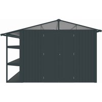 Never Indoor Metallgerätehaus "LAURA", ca. 359 x 296 x 228 cm - Glänzendes Grau