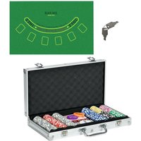 SPORTNOW SPORTNOW Pokerkoffer Set, 300 Pokerchips 11,5 Gramm, Pokerset mit Schloss Silber