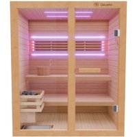 Dewello Finnische Sauna TOFINO 160x150 Kabine aus Hemlock Tannenholz mit 4,5 kW Harvia Ofen