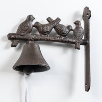 GIARDESSA Traditionelle Gusseisen-Türglocke - mit Vögel, ca. 20 x 20 cm
