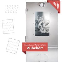 Lemodo Räucherofen aus Edelstahl, Räucherschrank 80cm mit Zubehör und 3 Etagen