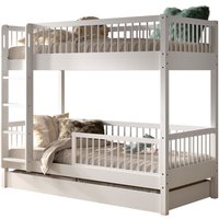 VIPACK VIPACK - FAGUS weiß Etagenbett 90x200cm, Lattenrost, Rausfallschutz, Bettschublade, Buche massiv
