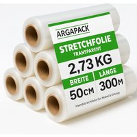 Arga Home Palettenfolie Stretchfolie – 500mm × 300m -17 mm – 2,73 kg – Transparent – Handstretchfolie für Möbel & Umzug, Palettenfolie, Handfolie, Wickelfolie, 6 Rollen