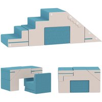 AIYAPLAY Kinder Schaumstoff Bausteine 2er Set Bausteinset mit Samtoptik Beige+Blau