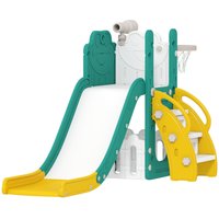 AIYAPLAY Kinderrutsche 5 in 1 Indoor und Outdoor Babyrutsche mit Basketballkorb, Gelb