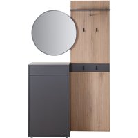 Phoenix Kompaktgarderobe "Salon" mit Stauraum, Basalt Grau mit Artisan Eiche