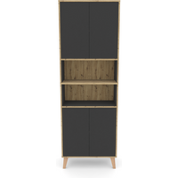 Phoenix Badschrank MORENA mit 4 Türen und 2 offenen Fächern, Grau/Eiche