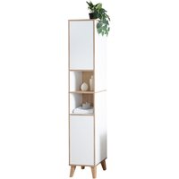 Phoenix Badschrank MORENA mit 2 Türen und 2 offenen Fächern, Weiß/Eiche