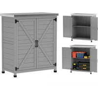 Outsunny Gartenschrank Holz Outdoor wetterfest Geräteschuppen mit Arbeitsplatte