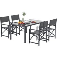 Outsunny Sitzgruppe 5-teilig Essgruppe Stahl für 4 Personen Esstisch mit 4 Stühlen