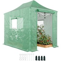 Outsunny Pop Up Gewächshaus ca. 200x300x270 cm Faltbar Foliengewächshaus mit Satteldach