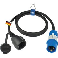 as - Schwabe Adapterleitung 1,5 m Schukokupplung auf CEE Stecker mit Spannungsanzeige, Außenbereich IP44