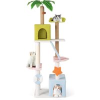 Costway COSTWAY Kratzbaum 180cm, mehrstöckiger Katzenbaum Kletterbaum mit 2 Katzenhöhlen