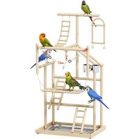 PawHut Papageien Spielplatz, 48 x 38 x 95 cm, Vogelspielplatz für Papageien Naturholz