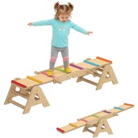AIYAPLAY 2 In 1 Balance Wippe Kinder Schwebebalken aus Holz Wippe Schaukelwippe Garten